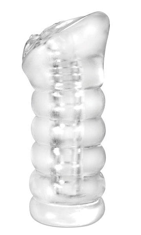 Pipedream Extreme Ribbed See Thru Male Stroker Clear Visual Masturbator - Masturbators and Strokers