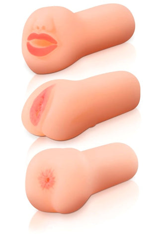 Pipedream Extreme Travel Trio Realistic Masturbator Set Three Openings - Masturbators and Strokers