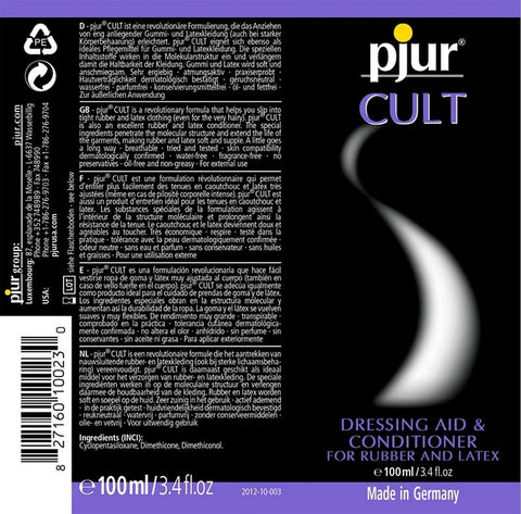 Pjur CULT Rubber and Latex Aid 100ml Dressing and Conditioning Formula - Silicone Based Lubes