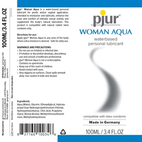 Pjur Woman Aqua 100ml Premium Water Based Intimate Lubricant - Water Based Lubes