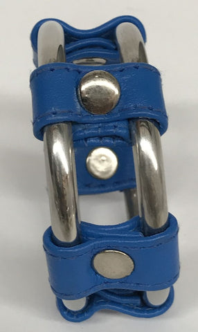 Hells Couture Plain Tube Steel Double Cock Ring Blue Medical Grade Steel - Cock Rings