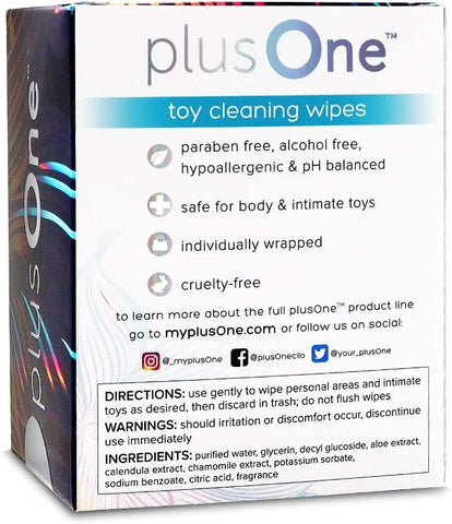 PlusOne Toy Cleaning Wipes All Natural Paraben Free Formula - Adult Toy Cleaner