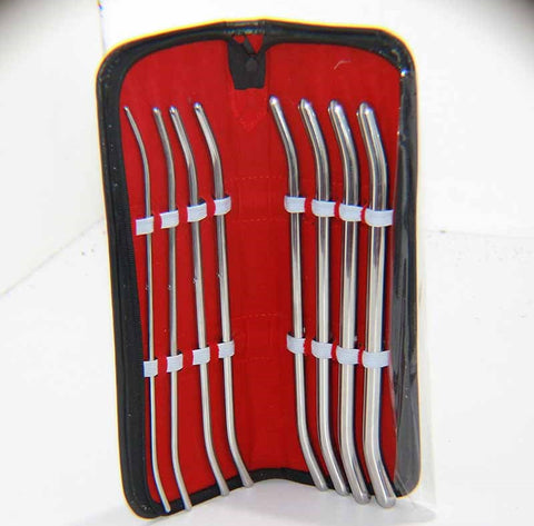 Hells Couture Pratt Urethral Sounds 8 pieces Medical Grade Steel Set - Penis Plugs