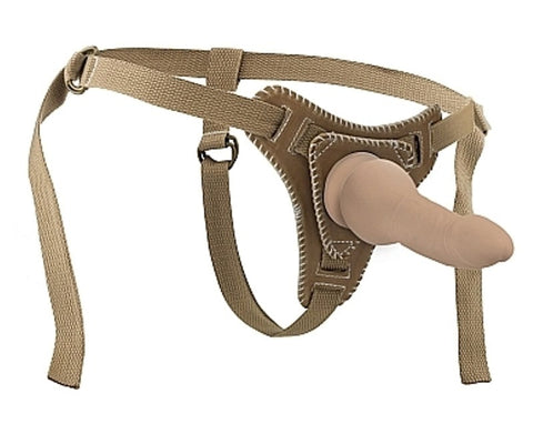 Shots Toys Premium Bonded Leather Strap On with Adjustable Straps - Pumps, Extenders and Sleeves