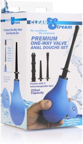 Premium One Way Valve Anal Douche Set with Three Interchangeable Nozzles - Anal Cleansing