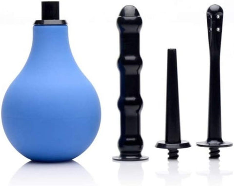 Premium One Way Valve Anal Douche Set with Three Interchangeable Nozzles - Anal Cleansing