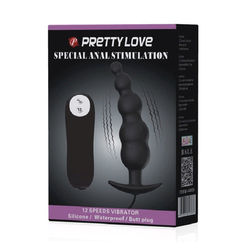 Baile Pretty Love Curved Beads Anal Vibrator 12 Vibration Modes - Butt Plugs