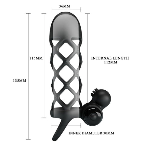 Baile Pretty Love Penis Sleeve 1 with 10 Speed Vibrating Stimulator - Pumps, Extenders and Sleeves