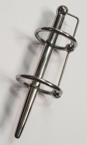 Hells Couture Prince Albert Plug & Dual Glans Cock Ring Stainless Steel - Penis Plugs