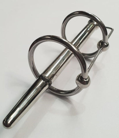 Hells Couture Prince Albert Plug & Dual Glans Cock Ring Stainless Steel - Penis Plugs