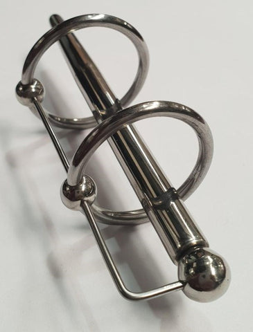 Hells Couture Prince Albert Plug & Dual Glans Cock Ring Stainless Steel - Penis Plugs