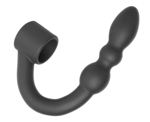 XR Brands Prostatic Play Excursion Ring with Flexible Beaded Anal Arm - Prostate Toys