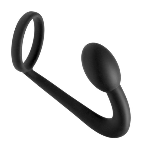 XR Brands Prostatic Play Explorer Silicone C ring and Prostate Plug Dual Action - Prostate Toys