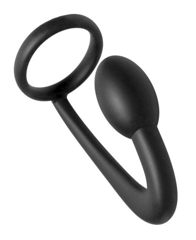 XR Brands Prostatic Play Explorer Silicone C ring and Prostate Plug Dual Action - Prostate Toys