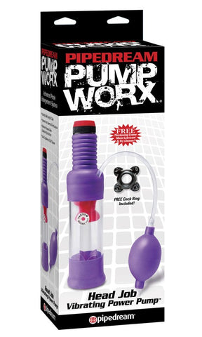Pump Worx Head Job Vibrating Penis Power Pump with Dual Stimulation - Pumps, Extenders and Sleeves