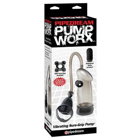 Pump Worx Vibrating Sure Grip Penis Enlargement Pump with Multi Speed Vibrator - Pumps, Extenders and Sleeves