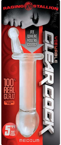 Raging Stallion Clear Cock Viewables Medium Glass Dildo with Visual Window - Anal Dildos