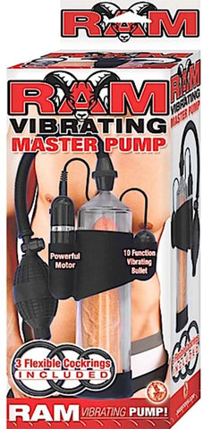 Nasstoys Ram Vibrating Master Mens Penis Pump Clear with 10 Function Vibrator - Pumps, Extenders and Sleeves