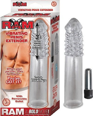 Nasstoys Ram Vibrating Penis Extender with Bullet Vibrator and Ribbed Texture - Pumps, Extenders and Sleeves