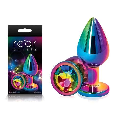 NS Novelties Rear Assets Multi Coloured Gem Chrome Anal Plug with Gemstone - Butt Plugs