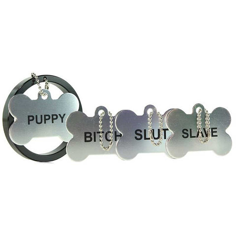 XR Brands Recruit Aluminum Cock Ring With 4 Dog Tags 2 Inch Diameter - Cock Rings