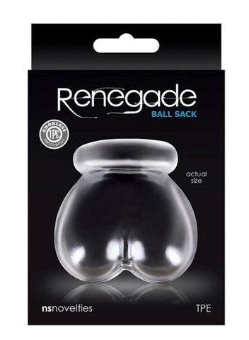 NS Novelties Renegade Ball Sack Clear TPE Ball Stretcher - Cock Rings