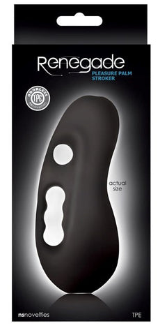 NS Novelties Renegade Pleasure Palm Stroker Black Textured Tunnel Masturbator - Masturbators and Strokers