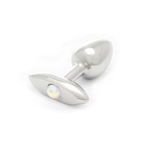 Rosebuds T Bar Stainless Steel M Aurora Boreali Butt Plug with Crystal - Butt Plugs