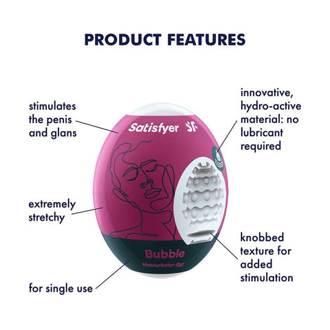 Satisfyer Bubble Mens Masturbator Egg Cyber Skin Single Use Design - Masturbators and Strokers