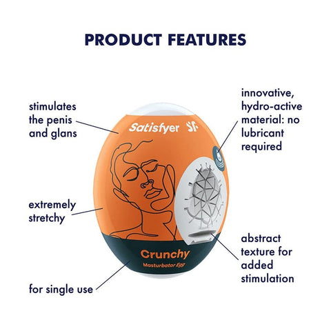 Satisfyer Crunchy Male Masturbator Egg Textured Stroker for Penis Play - Masturbators and Strokers