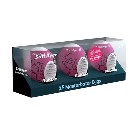 Satisfyer Bubble 3 Piece Male Masturbator Egg Set with Cyber Skin Technology - Masturbators and Strokers