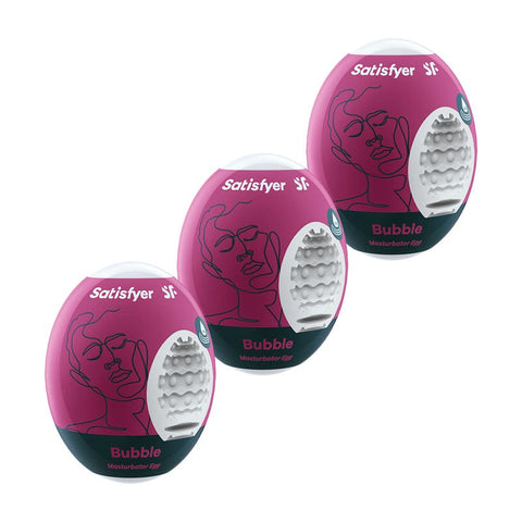 Satisfyer Bubble 3 Piece Male Masturbator Egg Set with Cyber Skin Technology - Masturbators and Strokers