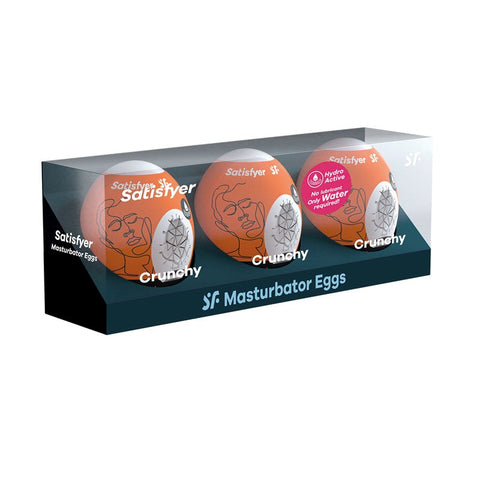 Satisfyer Crunchy 3 Piece Mens Masturbator Egg Set with Cyber Skin - Masturbators and Strokers