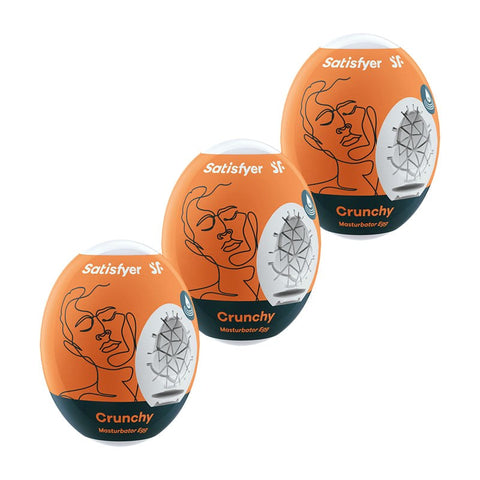 Satisfyer Crunchy 3 Piece Mens Masturbator Egg Set with Cyber Skin - Masturbators and Strokers