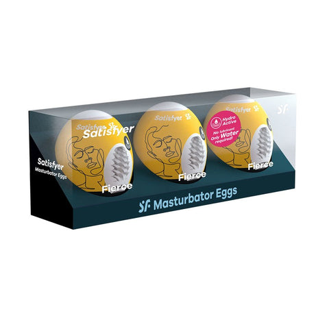 Satisfyer Fierce 3 Pack Male Masturbator Eggs with Cyber Skin Texture - Masturbators and Strokers