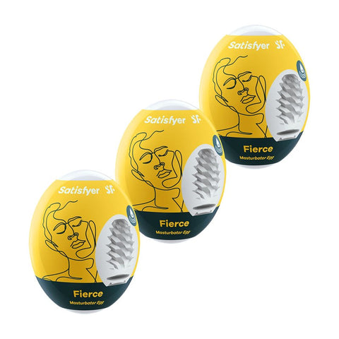 Satisfyer Fierce 3 Pack Male Masturbator Eggs with Cyber Skin Texture - Masturbators and Strokers