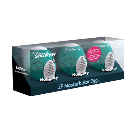 Satisfyer Naughty 3 Pack Male Masturbator Eggs with Cyber Skin Technology - Masturbators and Strokers