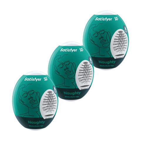Satisfyer Naughty 3 Pack Male Masturbator Eggs with Cyber Skin Technology - Masturbators and Strokers