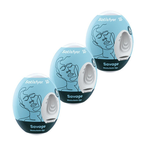 Satisfyer Savage 3 Pack Male Masturbator Eggs Disposable TPE Design - Masturbators and Strokers