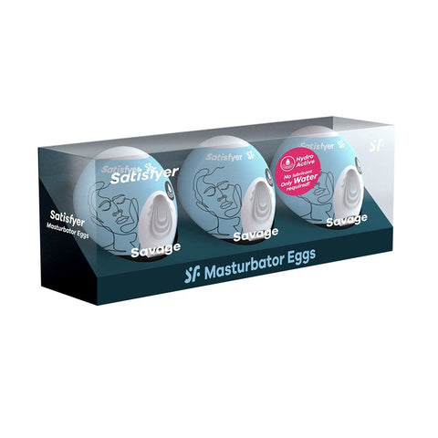 Satisfyer Savage 3 Pack Male Masturbator Eggs Disposable TPE Design - Masturbators and Strokers
