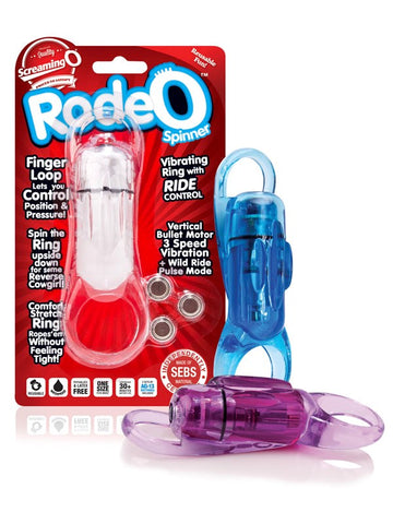 Screaming O RodeO Spinner Vibrating Cock Ring with Finger Loop Control - Cock Rings