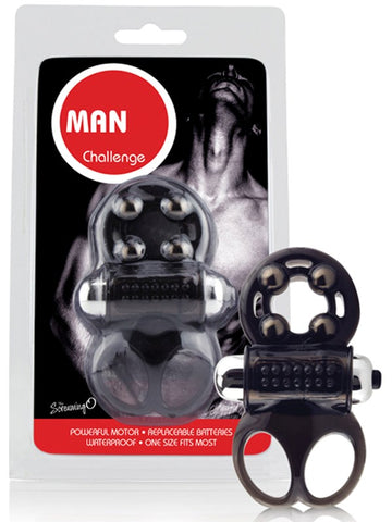 Screaming O The OMan Challenge Vibrating Cock Ring with Ball Holster - Vibrating Cock Rings