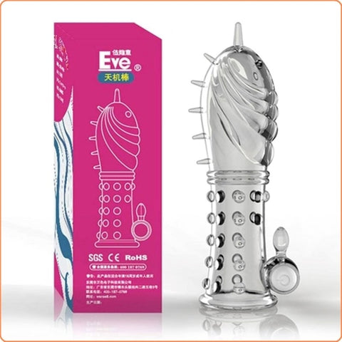 BDStyle Sensual Bliss Vibrating Crystal Penis Sleeve with Battery Power - Pumps, Extenders and Sleeves