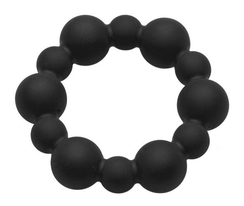 XR Brands Shadow Silicone Beaded Cock Ring with Stimu Orb Beading - Cock Rings