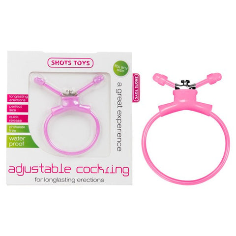 Shots Toys Adjustable Cock Ring in Pink Customizable Fit - Cock Rings