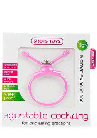 Shots Toys Adjustable Cock Ring in Pink Customizable Fit - Cock Rings