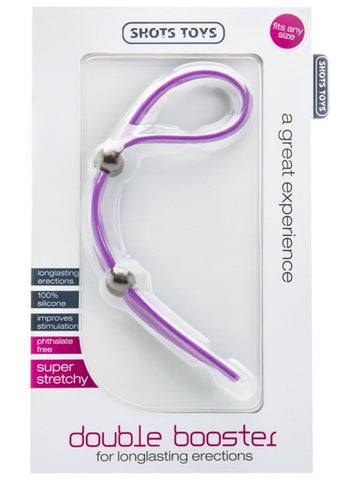 Shots Double Booster Purple Stretchy Cock Ring Dual Ring Design - Stretchy Cock Rings