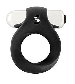 Shots Toys Vibrating Endless Cock Ring Black with Clitoral Stimulator - Vibrating Cock Rings