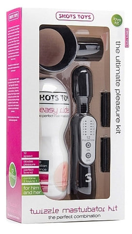 Shots Toys Twizzle Masturbator Kit with Vibrating Ring Attachment - Masturbators and Strokers
