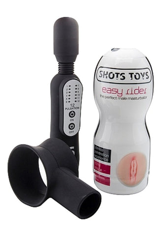 Shots Toys Twizzle Masturbator Kit with Vibrating Ring Attachment - Masturbators and Strokers